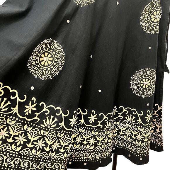 Barfani skirt women’s one size black tan boho festival flowy 100%cotton VTG Y2K - Picture 6 of 8